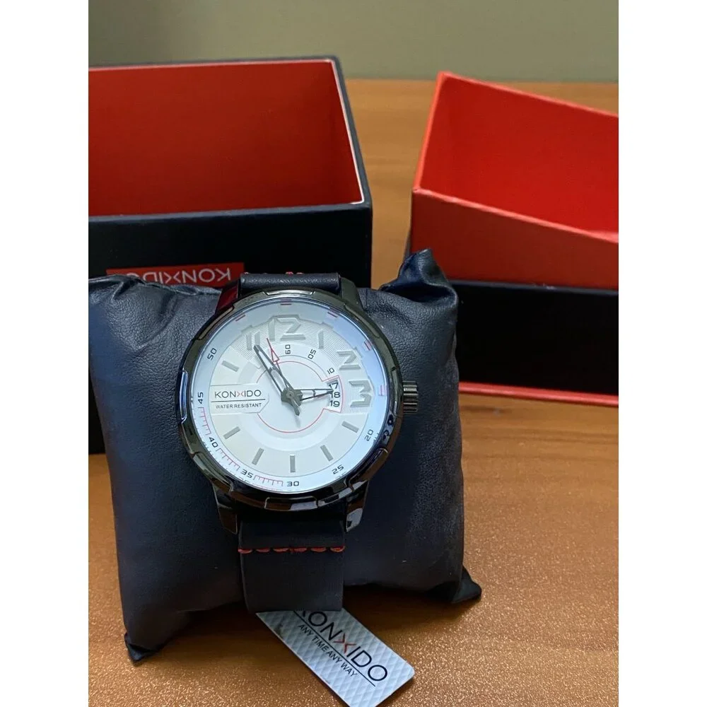 KONXIDO KX-6329 Mens Waterproof Watch With‎ Genuine Leather Band & Chronograph